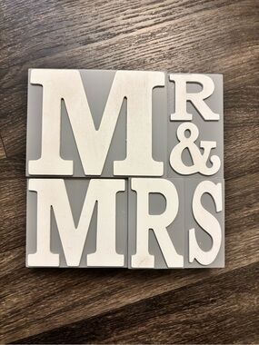 3/$20 | MR & MRS Decorative Plaque - White Letters on Gray